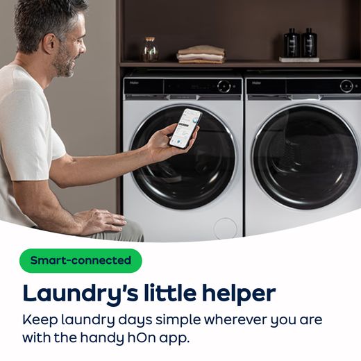 Haier HD80-D357U1-UK Wifi Connected 8Kg Heat Pump Tumble Dryer - White - AO Annotation - hOn app
